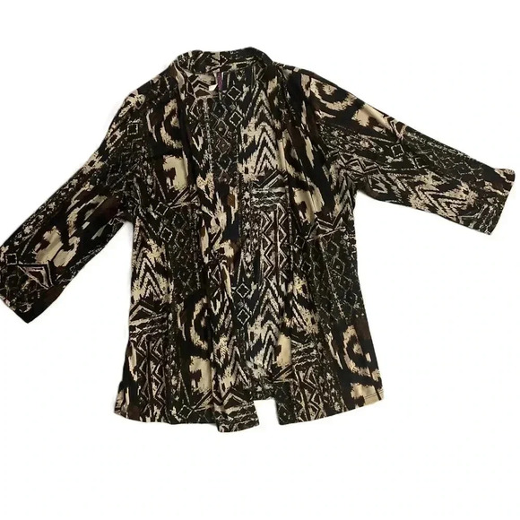 Judith Womens Animal Print Open Front Cardigan 3/4 Sleeves Patterned Size 2X - Picture 1 of 6